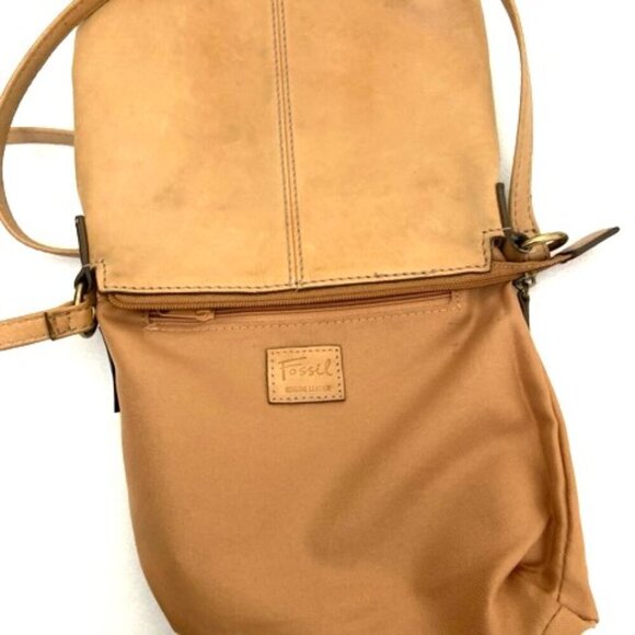 Fossil Crossbody Bag Shoulder Purse Brown Leather Patchwork - Picture 11 of 13